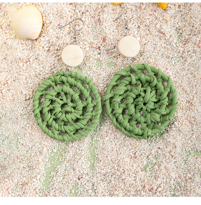 Vacation Solid Color Rattan Drop Earrings display picture 1