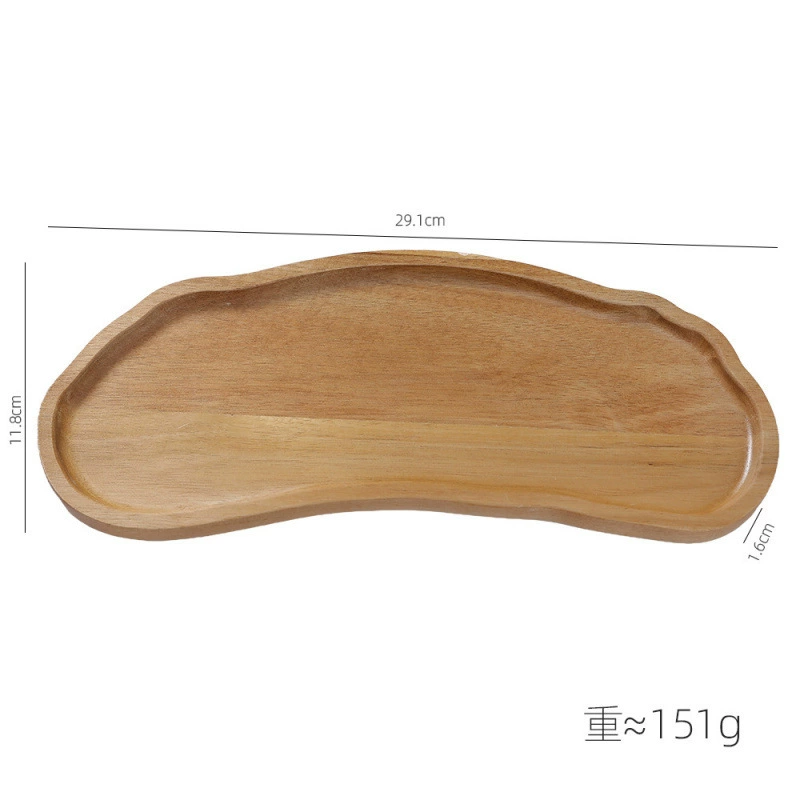 Japanese wooden rectangular dinner plate from natural wood, tea cup, (Physicals)