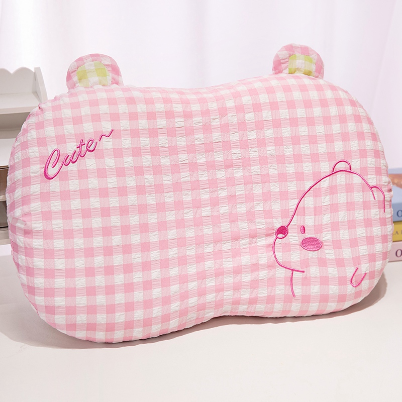 almohada de algodón de memoria de tela a cuadros para proteger la columna cervical, dormitorio de estudiantes, almohada de siesta casera, almohada para dormir niños image 7