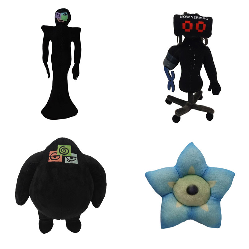 Cross-border new product: DOORS new door game merchandise, display stand, black printed monster plush toy