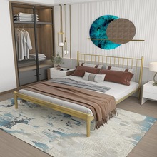 鐵床ins網紅鐵架床公寓鐵藝床加厚加粗雙人床1.8米床 現代簡約