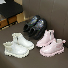 女童秋冬新款洋气时尚百搭马丁靴男童软底防滑亮片英伦风皮靴外贸