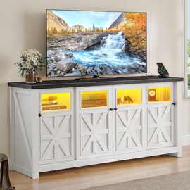 亚马逊跨境外贸拼框LED灯光电视柜带电源插座USB客厅视听架影音房