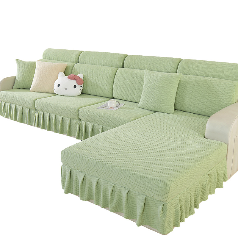Thickened stretch skirt sofa cover non-slip simple sofa cover four seasons universal solid color sofa cushion cover all-inclusive_voghion.com