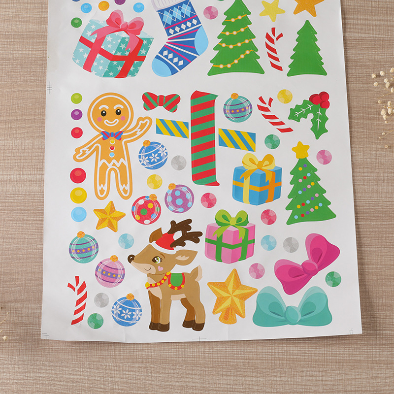 圣诞贴纸小鹿袜子日记手账装饰印金粉防水pvc不干胶贴纸多种款式