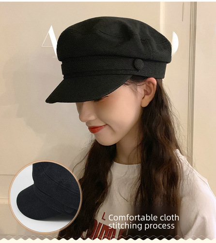 Hats for Women Spring Summer Fashion Beanie Navy Hat Autumn Winter Versatile Korean Style Casual Octagonal Retro Duck Bill Hat