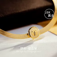 Чистое 18-каратное золото кулон женский буква T моксан Расширенный диск универсальное ожерелье с пряжкой золотые украшения 12811
