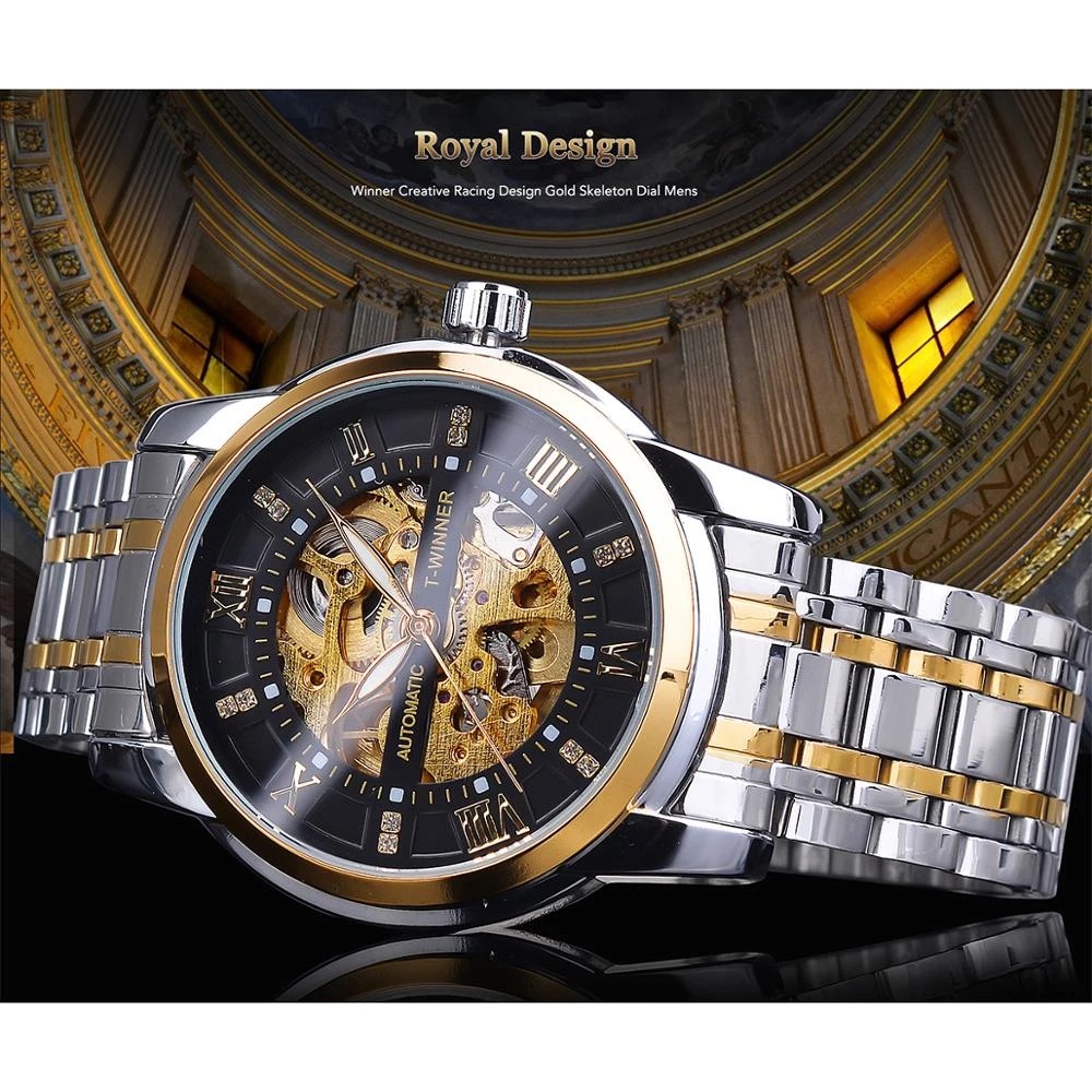 Winner Business Style Men's Waterproof Automatic Mechanical Watch Fashion Casual Hollow out Mechanical Watch_voghion.com