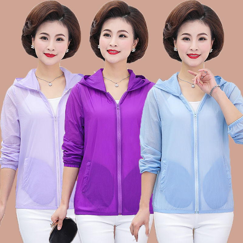 Middle-aged women's sun protection clothing summer thin short coat summer top middle-aged and elderly women's mother's sun protection clothing