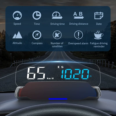 No ghosting HUD head-up display car GPS high-definition USB-powered universal car speedometer altitude date (Vehicle HUD) - c7-3d-projection-gps-no-shadow-hd-hud