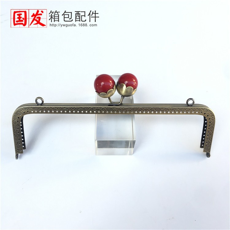 Sin stock: 25cm cuadrado relieve loto cabeza de perla oro bronce gran cabeza de perla 0560 - GT