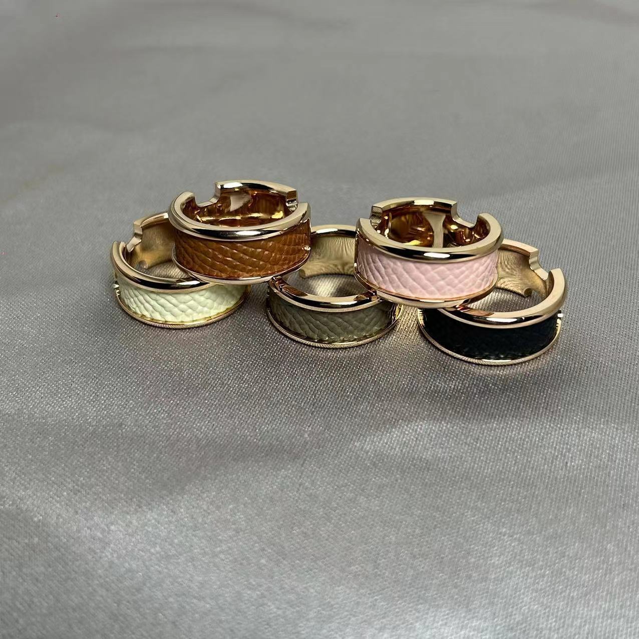 精品高版爱家猪鼻子牛皮戒指18k玫瑰金v金猪鼻子戒指H情侣指环欧