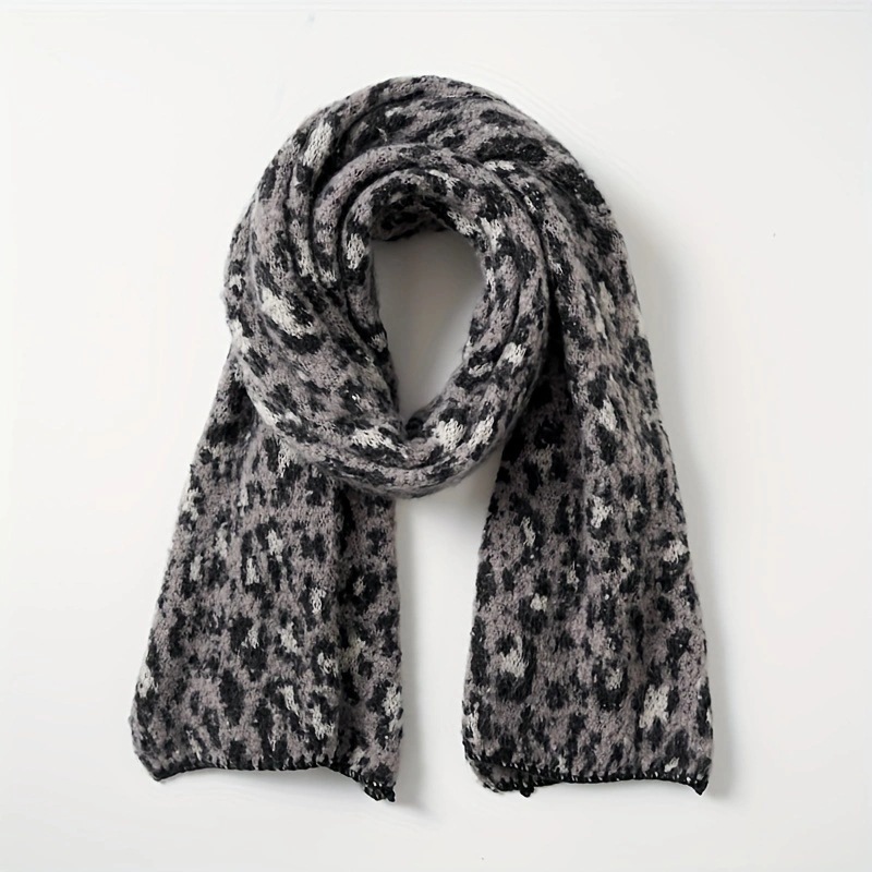 Pañuelo de leopardo para mujeres otoño y invierno estudiantes de moda coreana estilo largo espeso tendencia calentamiento transfronterizo Europa y América