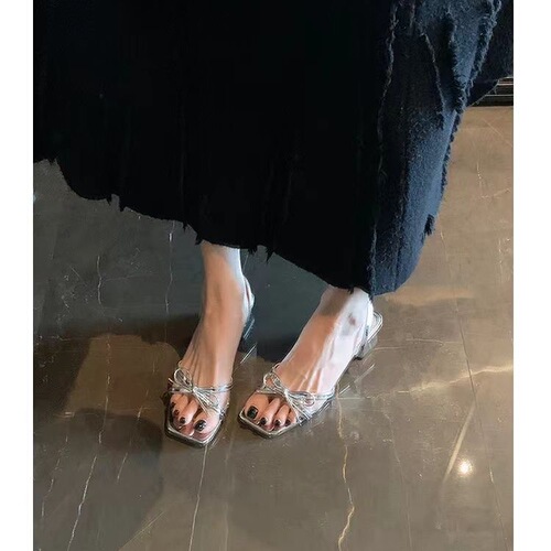 Stylish butterfly bow temperament versatile fairy shoe summer new high fashion daily elegant height increasing slimming cool slipper