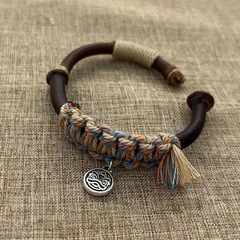 中国式国風チベット鶏血藤手作りブレスレットブレスレットレトロチベット式手綱ブレスレット開口創造品