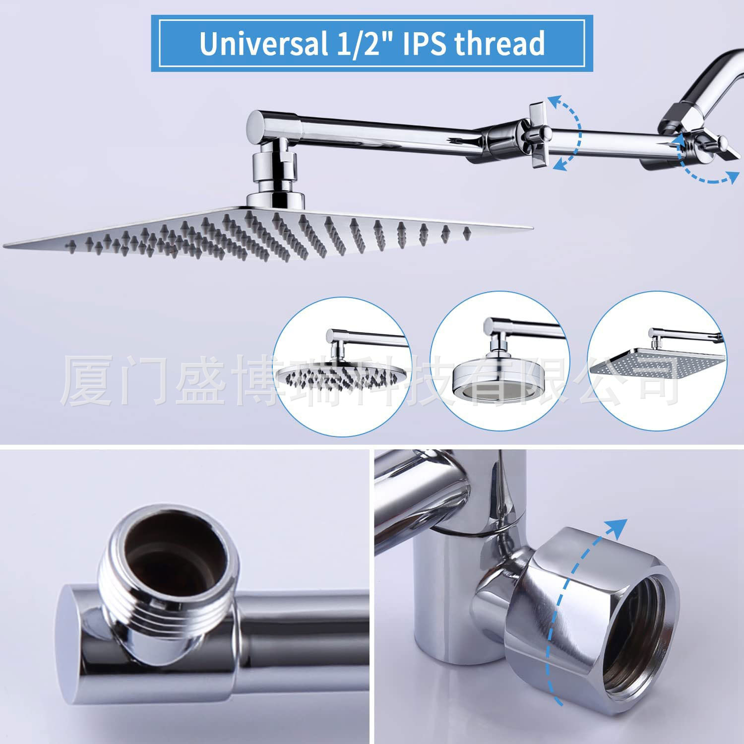 Soporte de extensión de ducha plegable brazo 1/2 conector con tuerca móvil oculta superior spray ducha varilla de extensión al por mayor