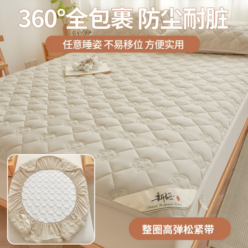 Class a Xinjiang Cotton Pure Cotton Quilted Fitted Sheet Full Cotton Bed Cover Single Piece 2025 New Model Simmons Mattress Protector