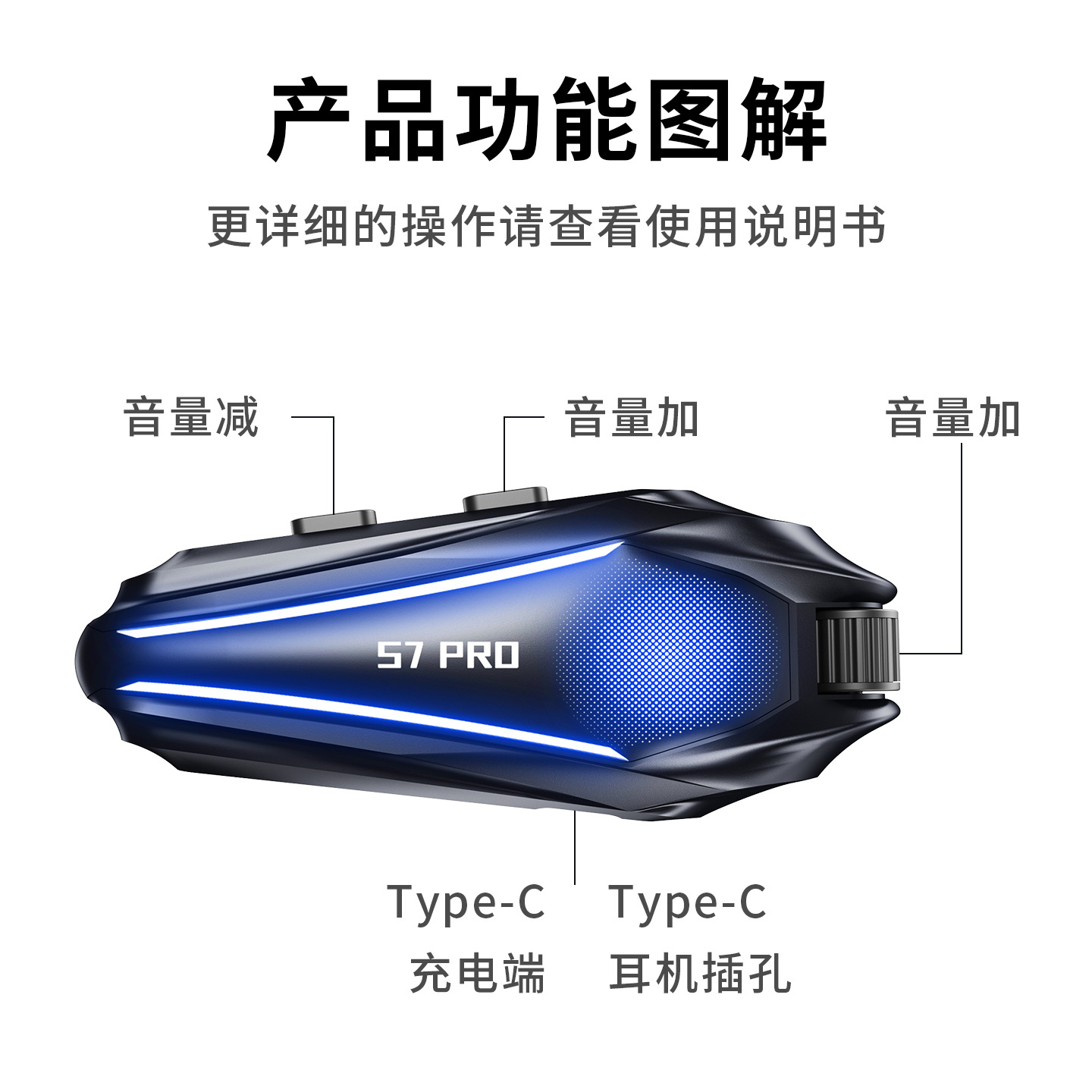 Manufacturer wholesale cross-border s7pro dual intercom motorcycle helmet Bluetooth headset, waterproof, specifically for delivery riders