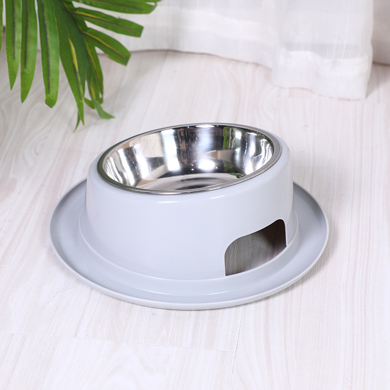 Nuevo simple color sólido 15 grados inclinado Acero inoxidable PET Bowl protectora vértebra cervical gato vajilla suministros para mascotas
