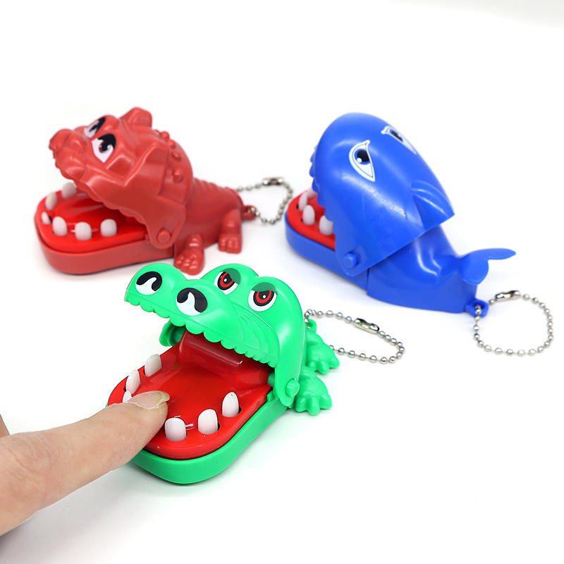 Mini Push Teeth and Bites Finger Puppy Toy with Keychain Family Game Toy Vicious Dog Decompression Artifact Small Gift