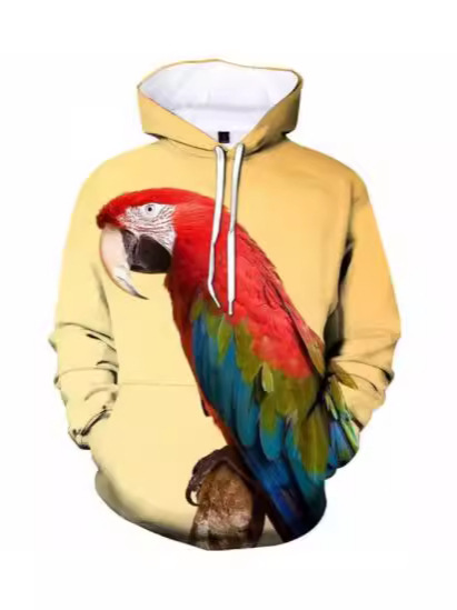 Men and women's hats with 3D printing birds and parrots with animals…
