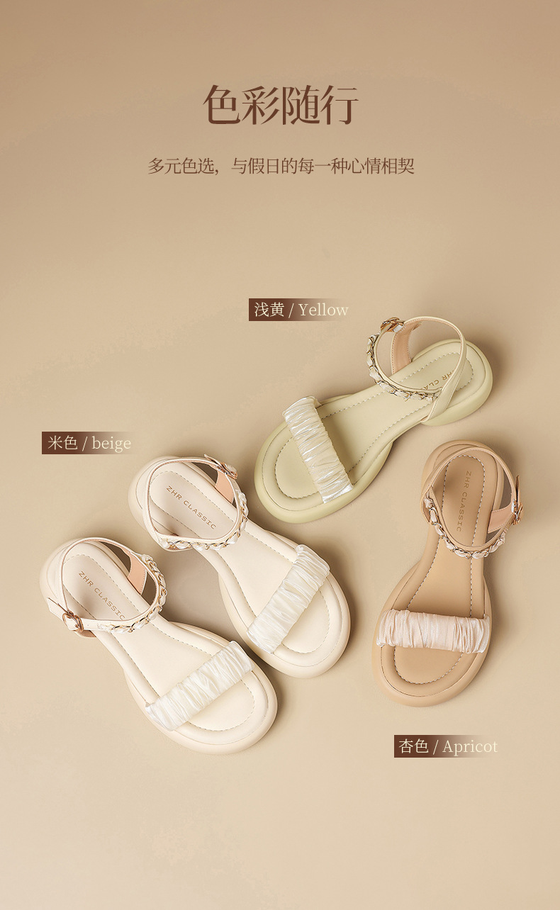 Sandal nữ quai chữ V đế dày mềm mại, chống mài mòn, đi biển thoải mái — BL717 Hạnh chi tiết 5