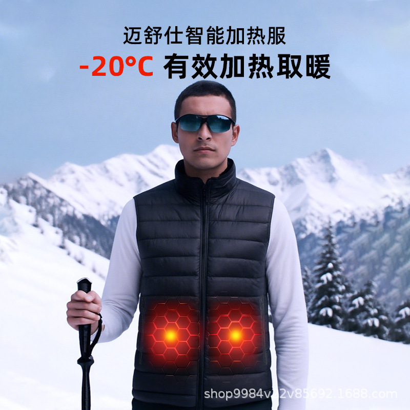 冬季户外抗寒发热马甲男usb可发热棉马甲外贸款式