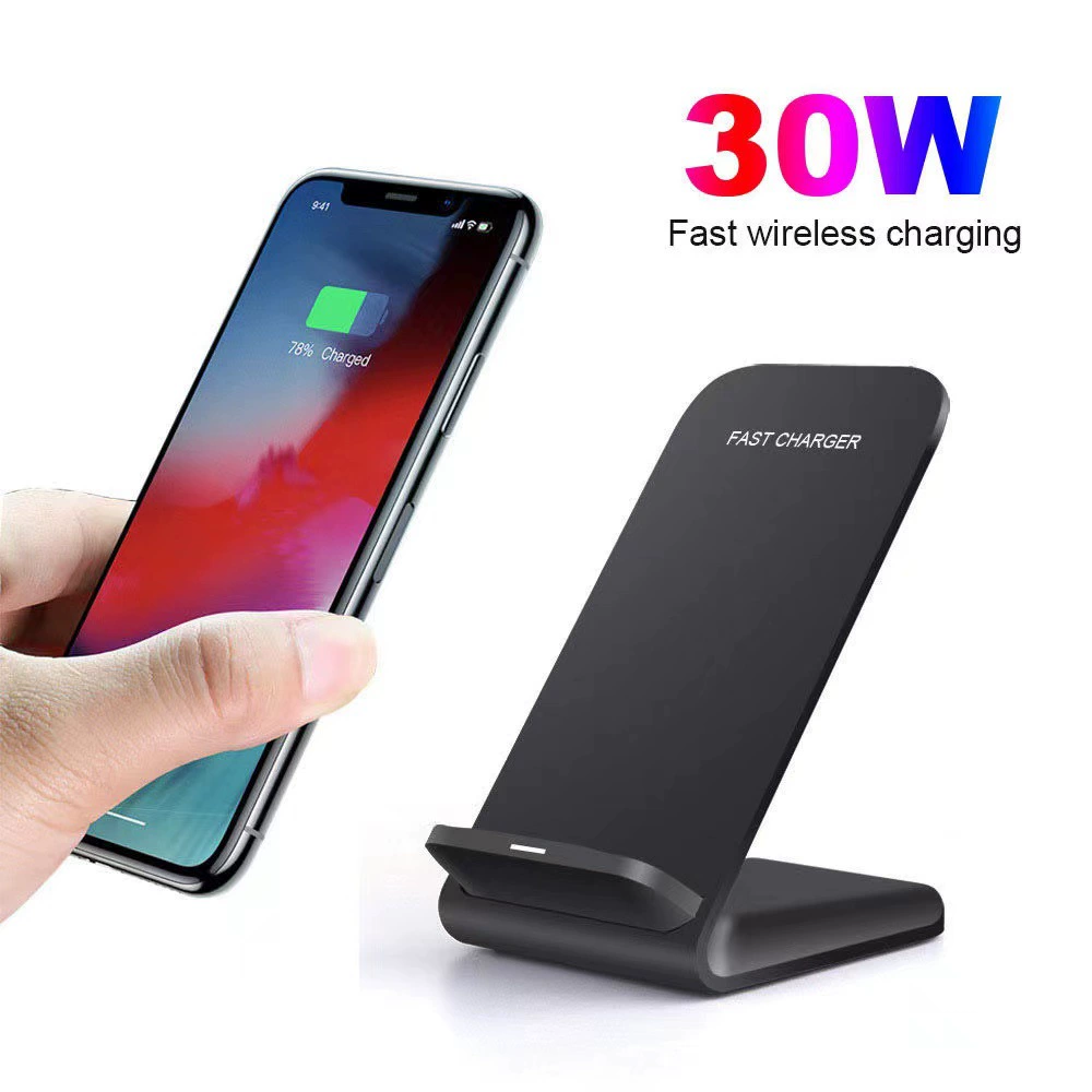 Вертикальная беспроводная зарядная подставка, 30W быстрая зарядка, охлаждающие отверстия, поддерживает печать цветом и лазерную маркировку