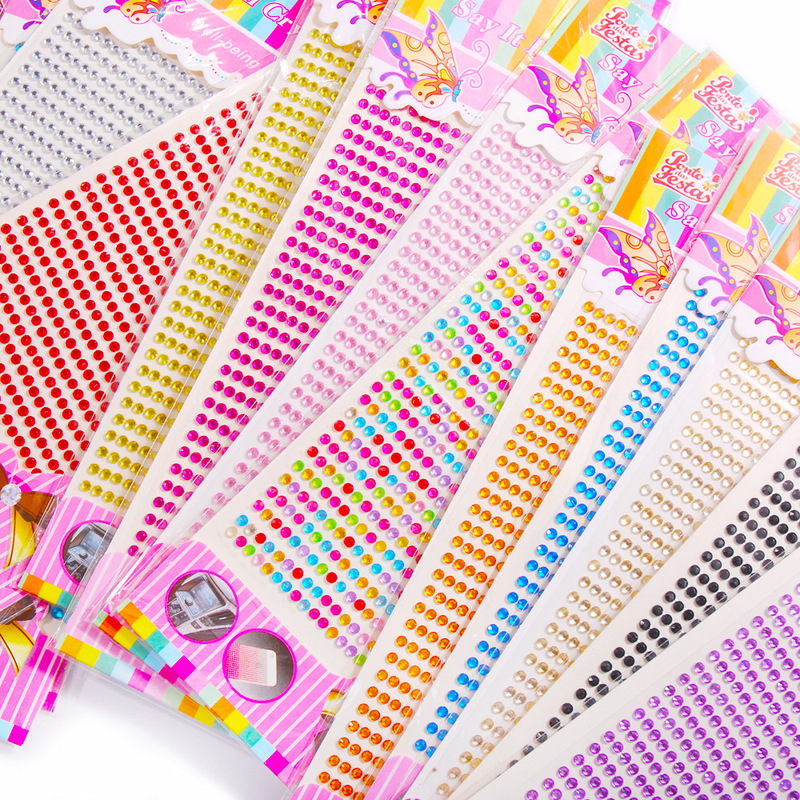 Cross-border New Acrylic Diamond Car Stickers Colorful Rhinestone Stickers 3mm Super Flash Creative Decorative Stickers for Children
