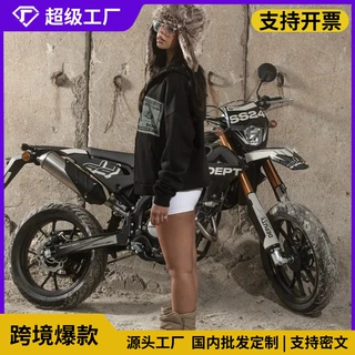 跨境街头2026欧美复古印花拉链卫衣男子Y2K哥特朋克嘻哈卫衣外套