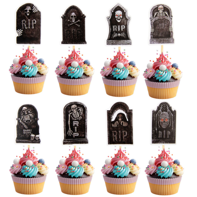 Halloween Cemetery Ghost Skull Birthday Party Theme Cake Plug-In Baking Decoration Supplies Halloween Cemetery Ghost Skull Birthday Party Theme Cake Plug-In Baking Decoration Supplies
