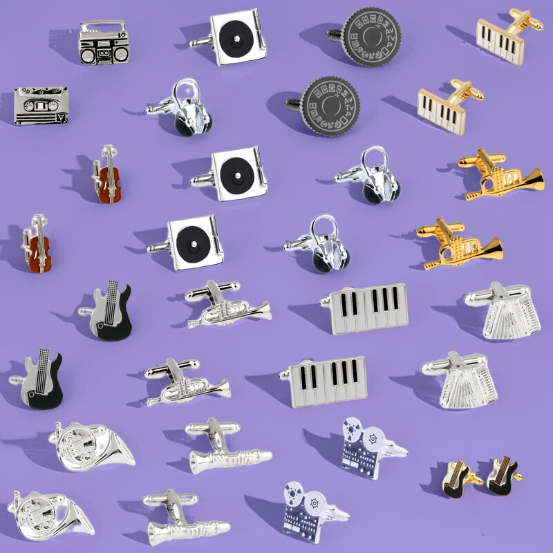 Dongguan Spot Cufflinks Viola Radio Piano Guitar Trumpet Accordion French Horn Cd Cufflinks Cufflinks