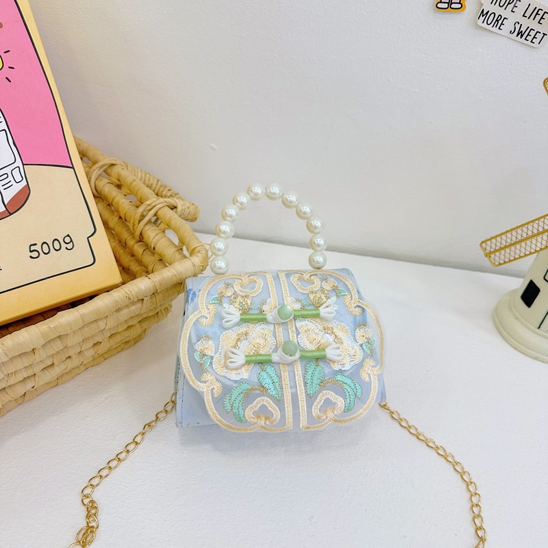2025 nuevo estilo nacional bolso infantil princesa bolso de perla nueva niña china accesorios cadena bolso de mochila