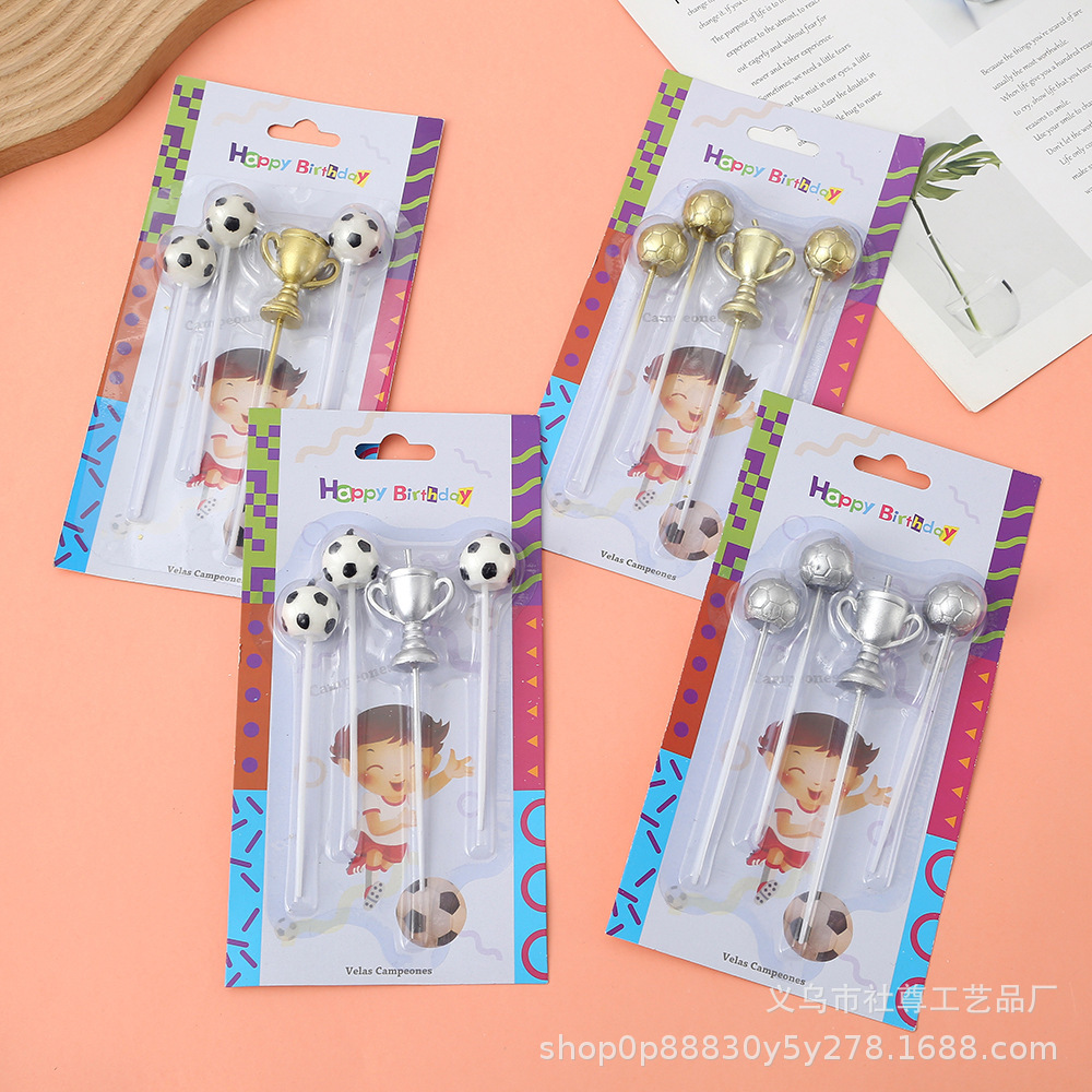 Vela de la Copa del Mundo transfronteriza Plugin Dibujos animados fiesta creativa celebración niño fútbol deporte tema vela de cumpleaños