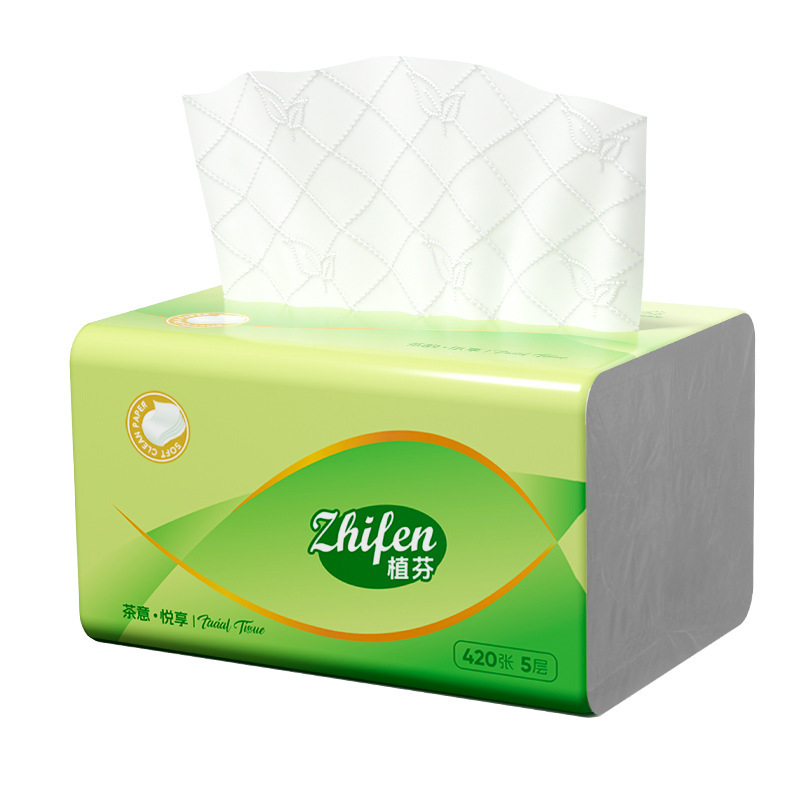 Zhifen Tea Yun 420 枚大パックティッシュペーパー 5 層厚手 84 枚ナプキン厚手のフルボックストイレットペーパー DF|undefined