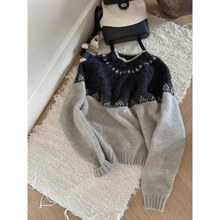 S236#�W؛vintage��Ʒ�|ƴɫ�h����ܽq���^ë��Ů�ﶬ�¿�ᘿ���