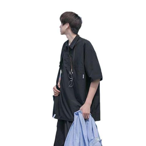 Japanese-style Polo shirt, men's trendy brand fashion shirt, T-shirt with American vintage workwear-inspired oversized design