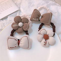 布藝奶咖色蝴蝶結髮繩女網紅高彈力耐用橡皮筋花朵發圈頭繩髮飾