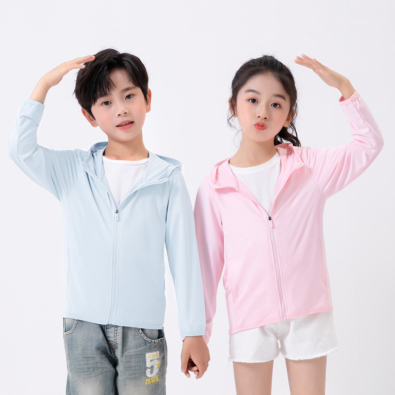 UPF50 Children's Sun Protection Clothing Men's and Women's Lightweight Breathable UV Protection Hooded Skin Jacket