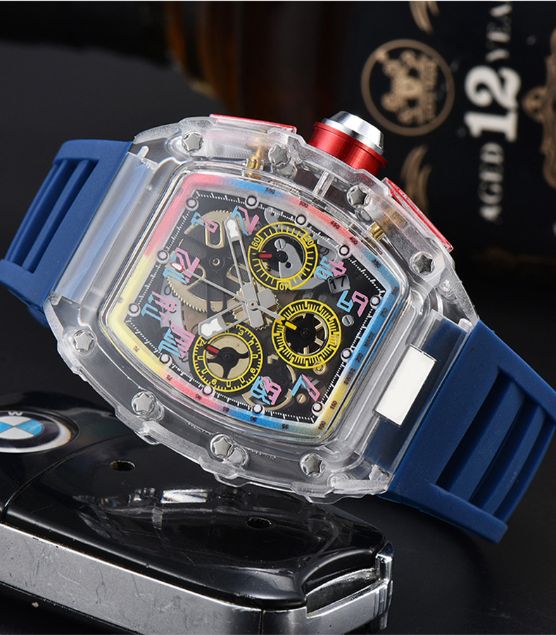 Orologio al quarzo da uomo con cristallo trasparente e colori_voghion.com