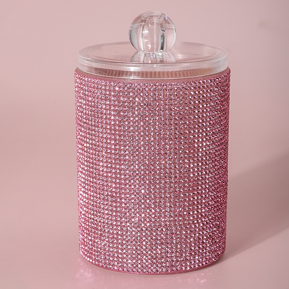 High-Looking New Diamond-Encrusted Cotton Swab Jar Storage Box Home Creative Kitchen Refrigerator with Lid and Diamond Storage Box