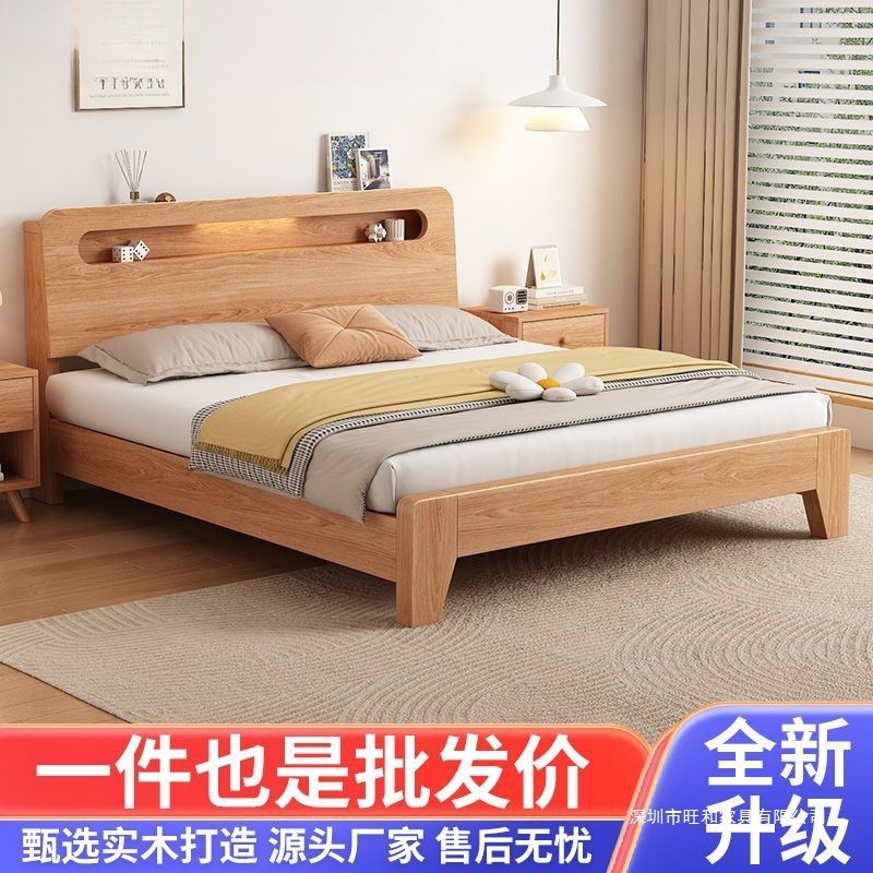 全实木床橡胶木现代简约家用1.8双人床1.5米单人床小户型1.2m加厚|undefined