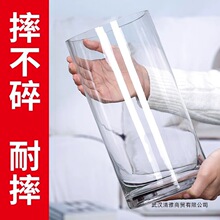 亚克力防摔花瓶摆件客厅插花透明水养富贵竹直筒轻奢感醒花桶