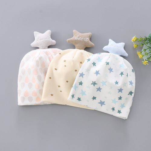 Spring and Autumn New Baby Hat Double Layer Cartoon Style Hat for 0-3 Month Newborns Boneless Head Protection Hat Air Conditioning Hat