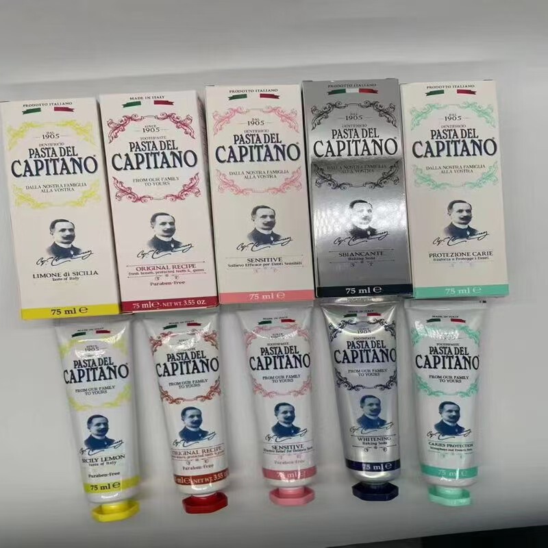 Cross-border Italian Captain Depp new and old toothpaste 75g seven colors 1905 whitening and fresh breath in stock Cross-border Italian Captain Depp new and old toothpaste 75g seven colors 1905 whitening and fresh breath in stock