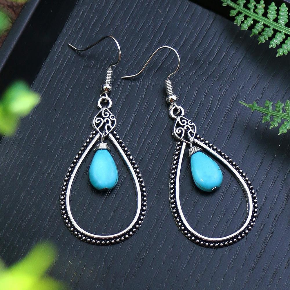 9g Weight Alloy Ear Needle Material Drop Earrings Classification 1 Pair Quantity Holiday, Daily Occasion Alloy Material Geometric Pattern All Seasons Season Women's Gender Polished Finish Plating Design Retro, Ethnic Style Style 1 Pair Retro Ethnic Style Geometric Plating Alloy Drop Earrings 7