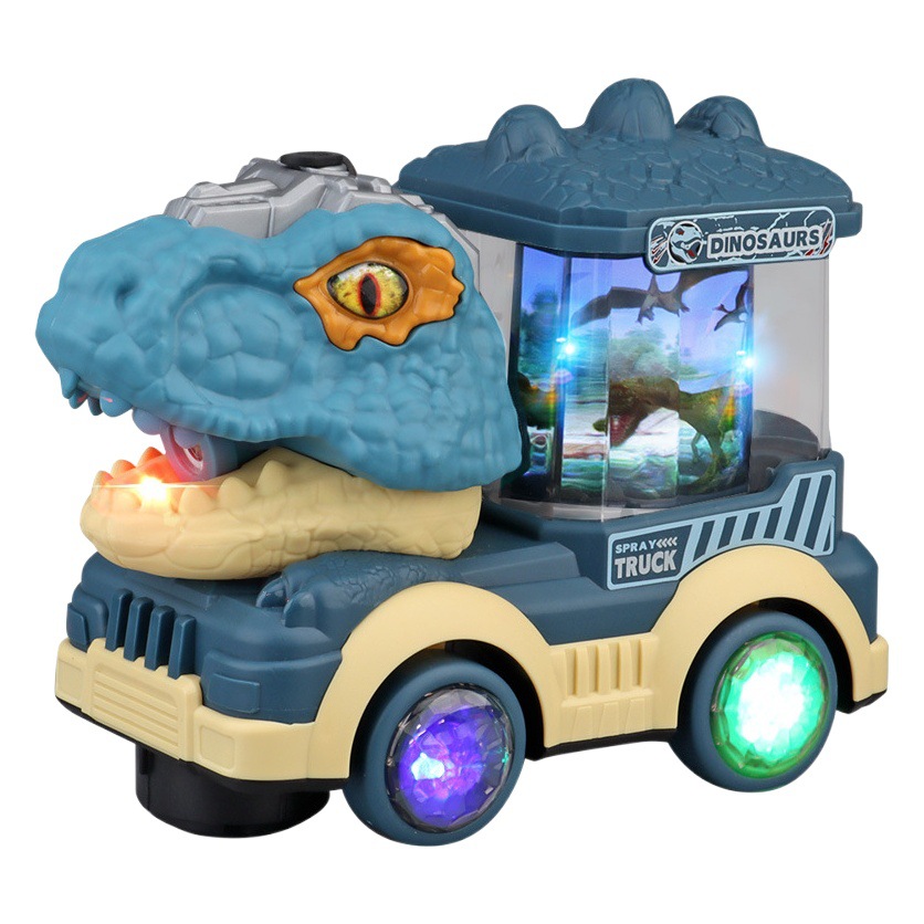 Cross-Border Children's Electric Toys Universal Light Music Spray Dinosaur Car Multi-Function Simulation Train Factory Wholesale