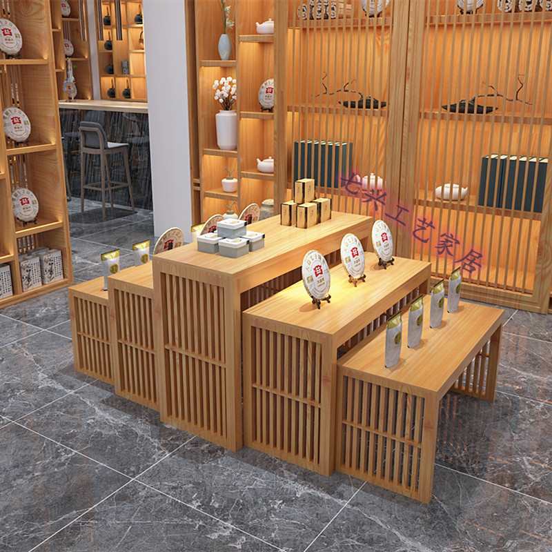 【促销】商用展示柜实木高低展示架多功能可移动