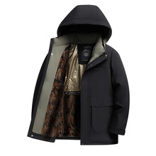 冬季男士羽绒棉服加绒加厚棉衣连帽可拆加绒保暖中年爸爸装厚外套