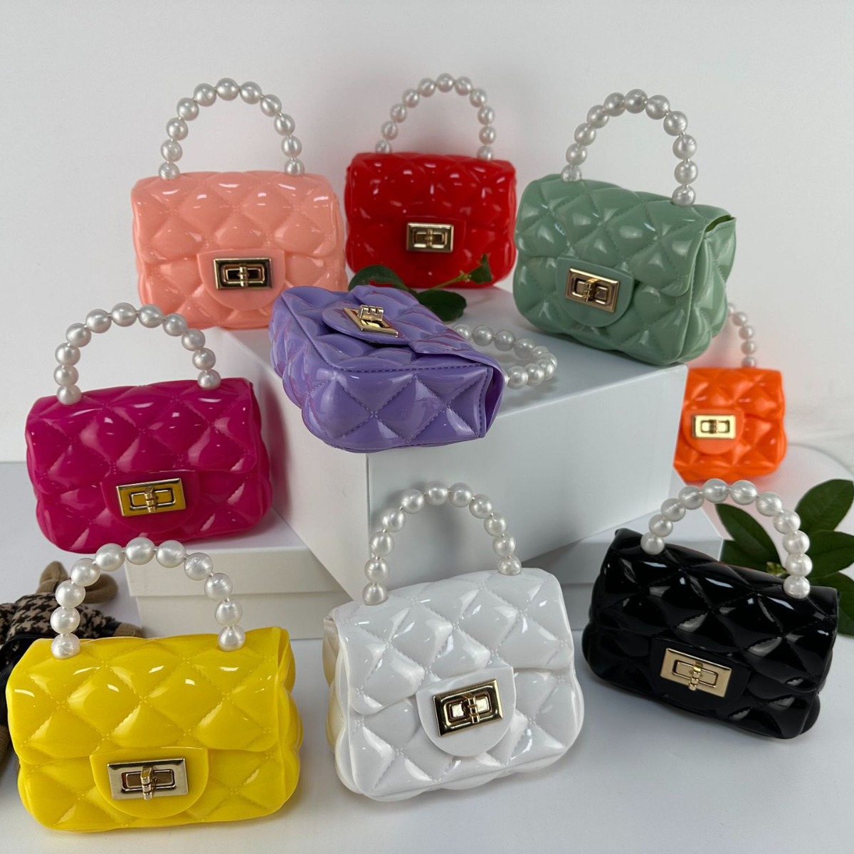 [Perla única] Bolso pequeño con mango de perlas para mujer 2024 nuevo bolso de gelatina de nicho de moda estilo occidental